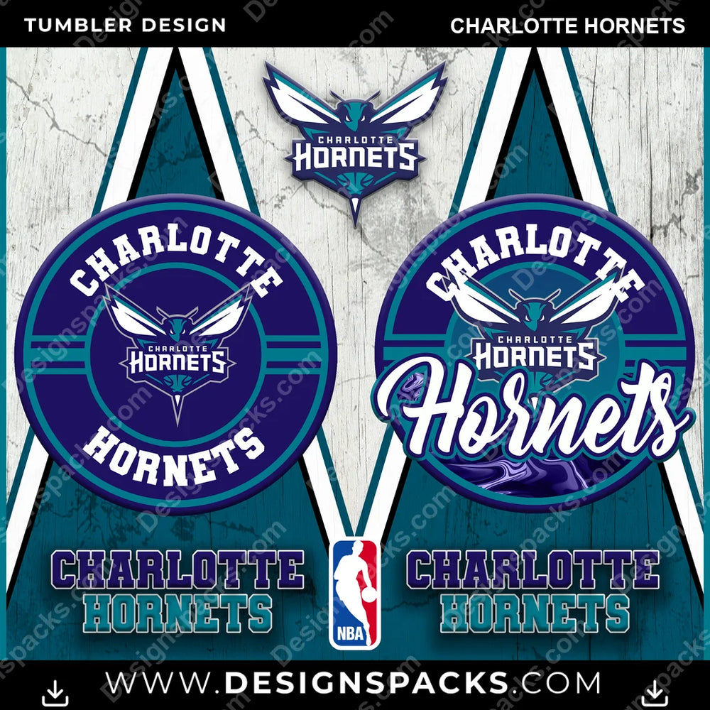 Basketball Sports Charlotte Hornets NBA Basketball Tumbler Digital Wrap Design Download
