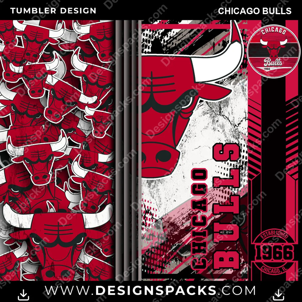 Basketball Sports Chicago Bulls NBA Basketball Tumbler Digital Wrap Design Download