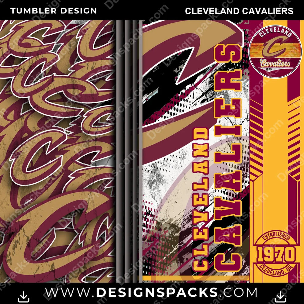 Basketball Sports Cleveland Cavaliers NBA Basketball Tumbler Digital Wrap Design Download