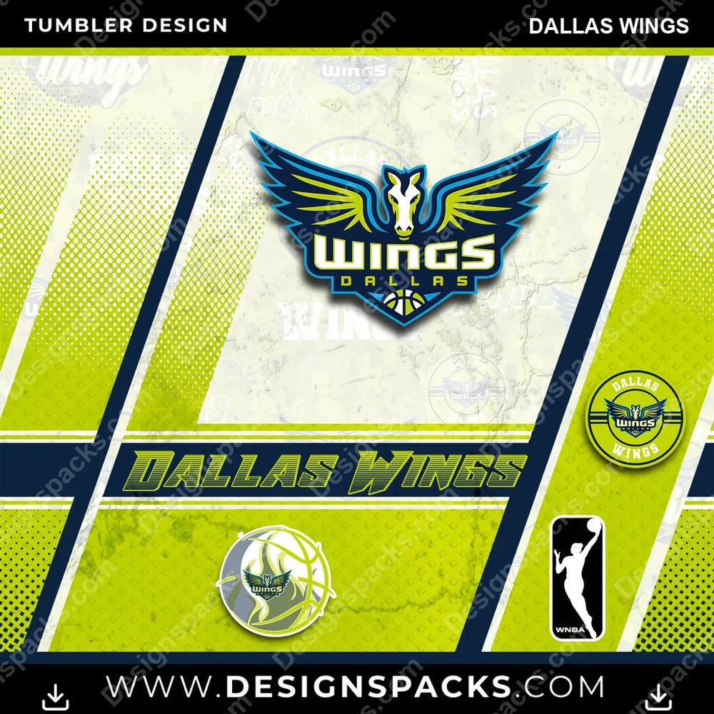 Basketball Sports Dallas Wings NBA Basketball Tumbler Digital Wrap Design Download