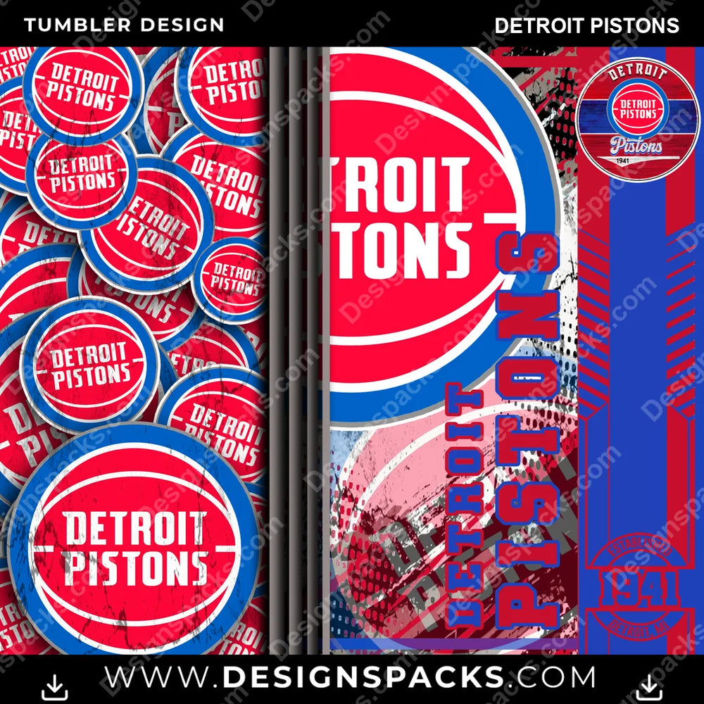 Basketball Sports Detroit Pistons NBA Basketball Tumbler Digital Wrap Design Download