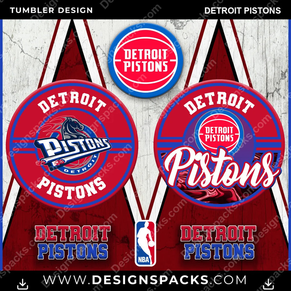 Basketball Sports Detroit Pistons NBA Basketball Tumbler Digital Wrap Design Download