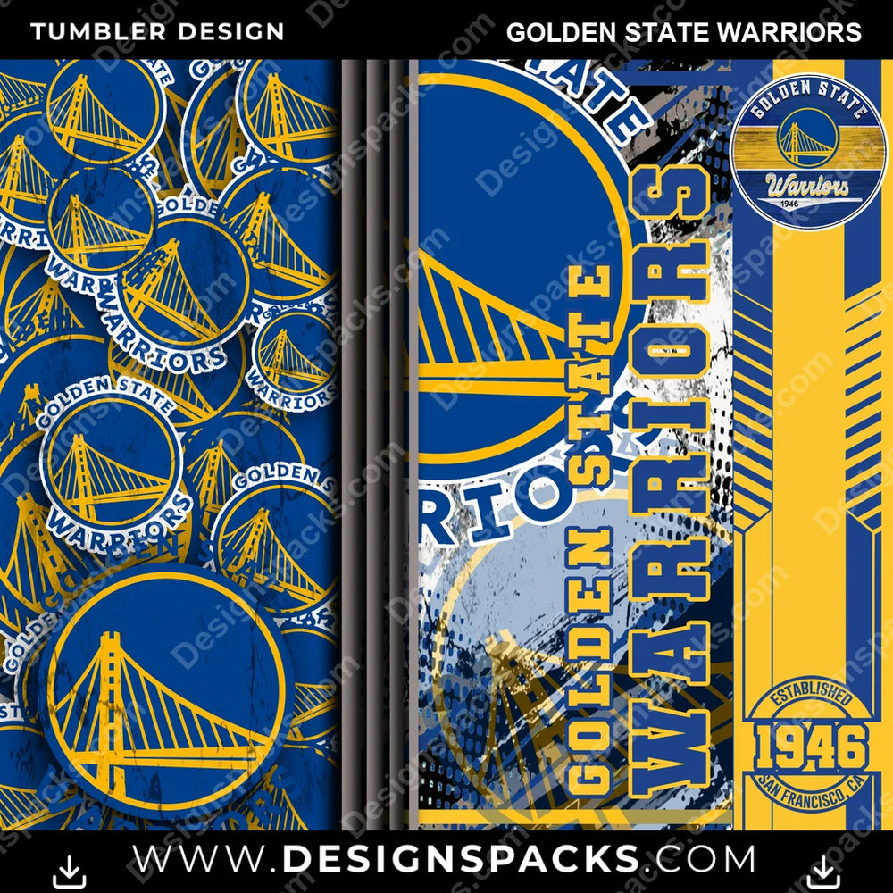 Basketball Sports Golden State Warriors NBA Basketball Tumbler Digital Wrap Design Download