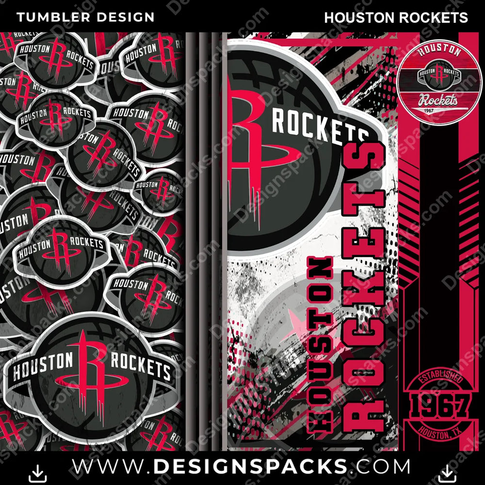 Basketball Sports Houston Rockets NBA Basketball Tumbler Digital Wrap Design Download