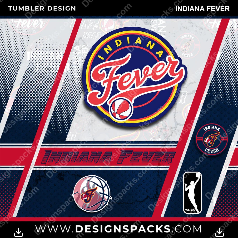 Basketball Sports Indiana Fever NBA Basketball Tumbler Digital Wrap Design Download