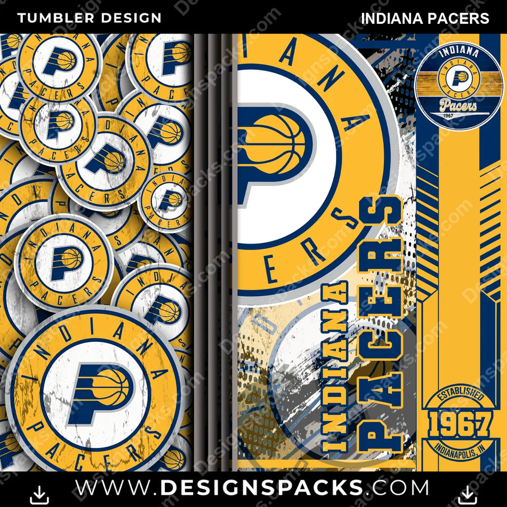 Basketball Sports Indiana Pacers NBA Basketball Tumbler Digital Wrap Design Download