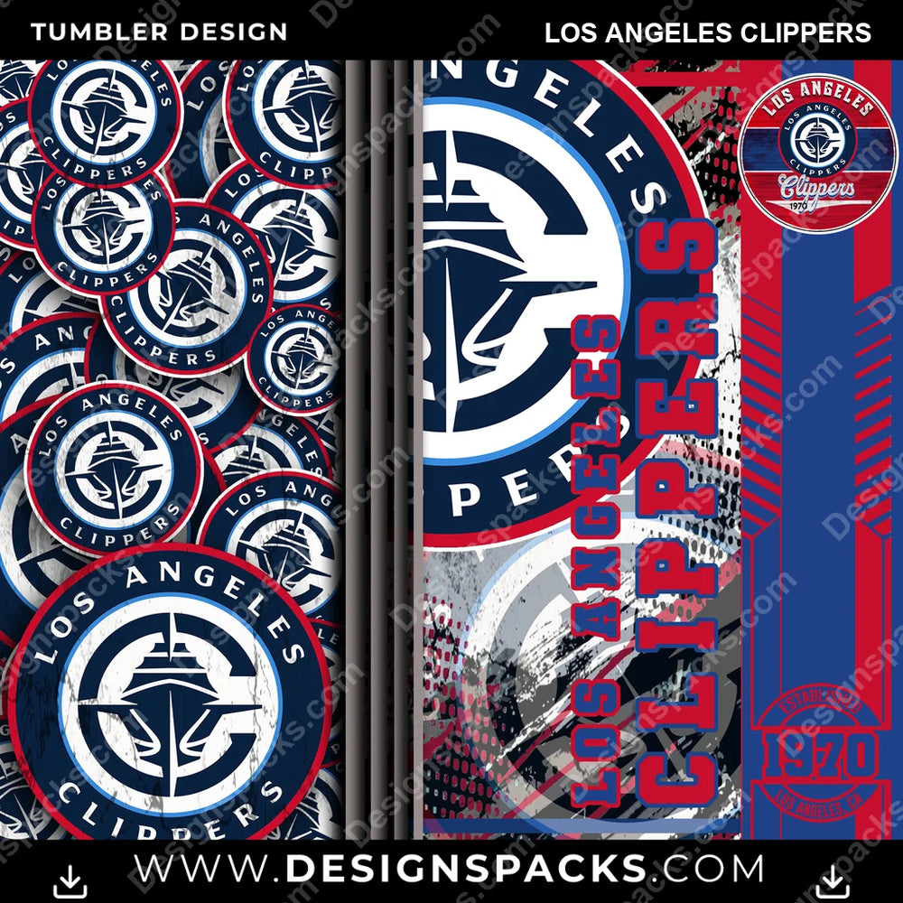 Basketball Sports Los Angeles Clippers NBA Basketball Tumbler Digital Wrap Design Download