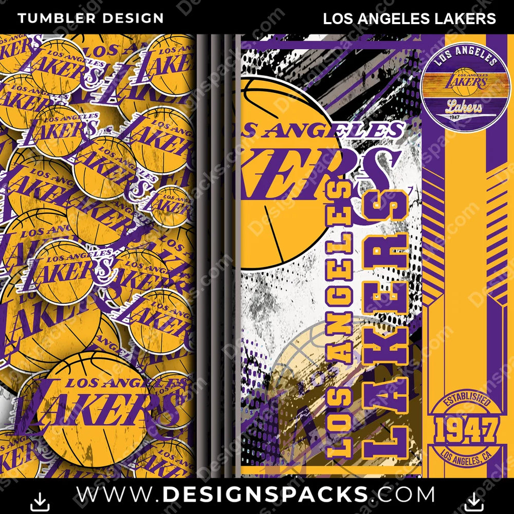 Basketball Sports Los Angeles Lakers NBA Basketball Tumbler Digital Wrap Design Download