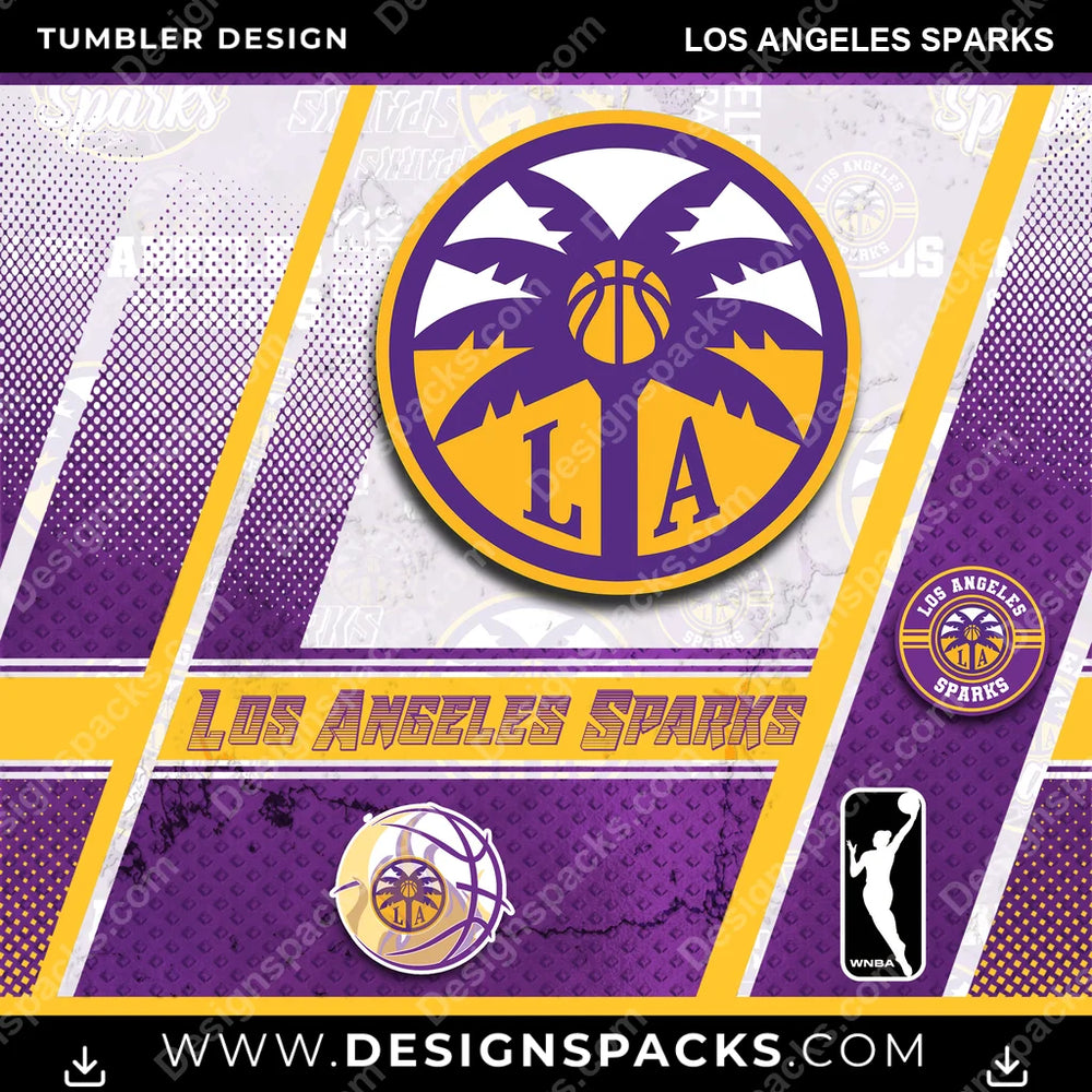 Basketball Sports Los Angeles Sparks NBA Basketball Tumbler Digital Wrap Design Download