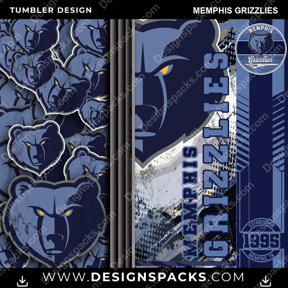 Basketball Sports Memphis Grizzlies NBA Basketball Tumbler Digital Wrap Design Download