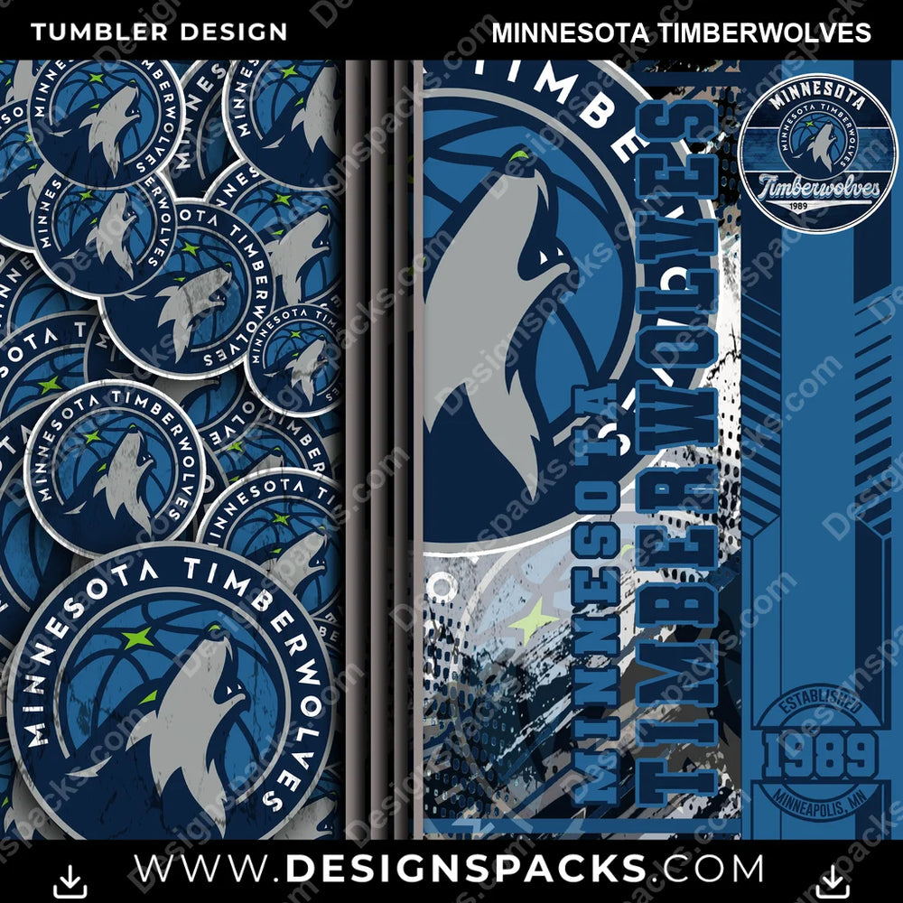 Basketball Sports Minnesota Timberwolves NBA Basketball Tumbler Digital Wrap Design Download