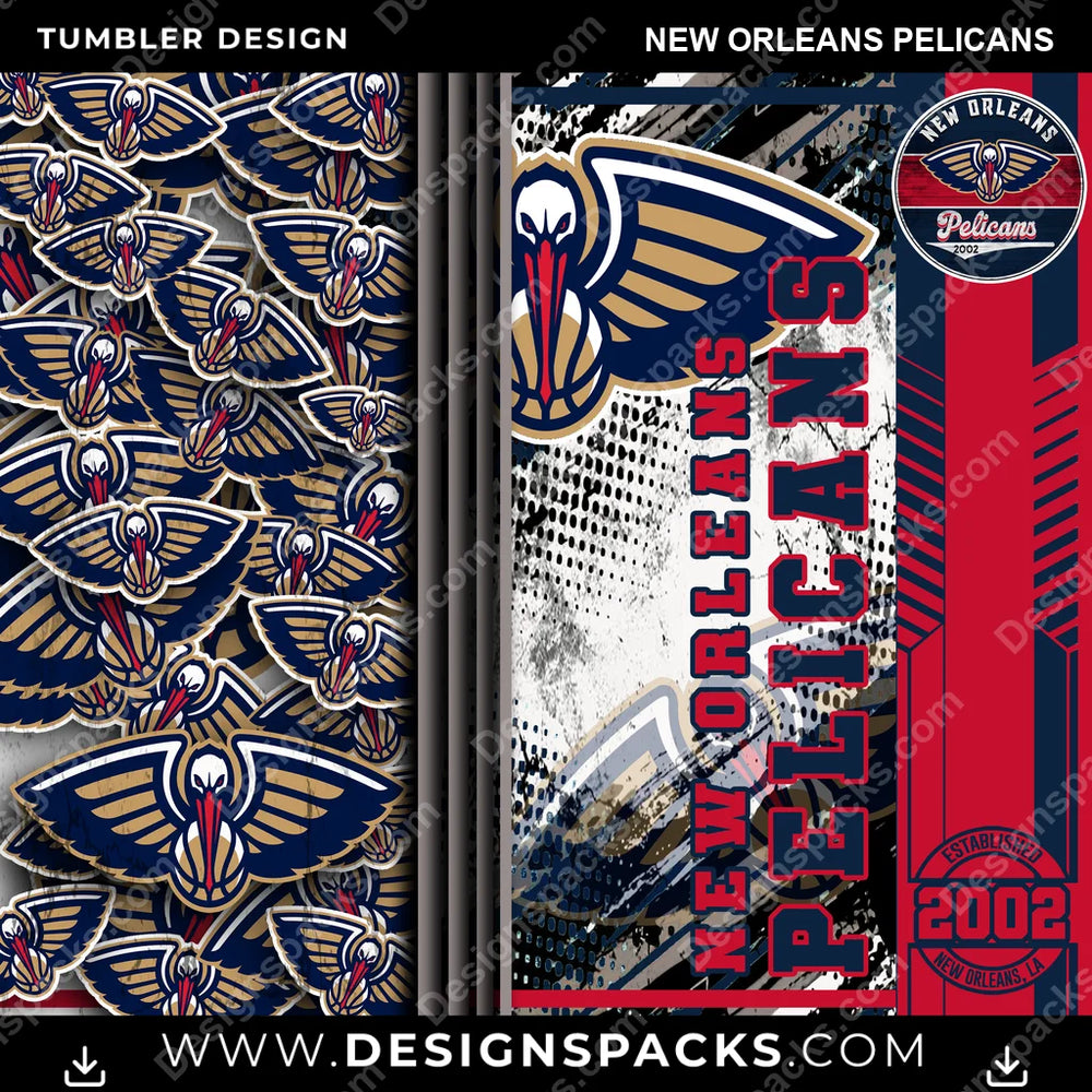 Basketball Sports New Orleans Pelicans NBA Basketball Tumbler Digital Wrap Design Download