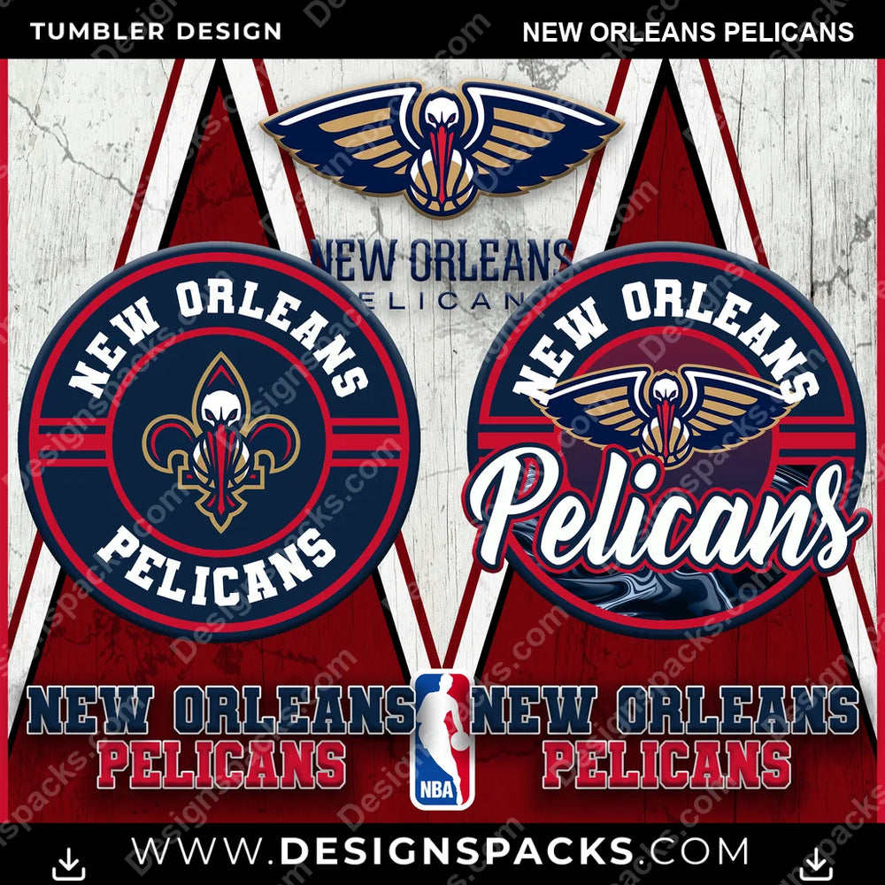Basketball Sports New Orleans Pelicans NBA Basketball Tumbler Digital Wrap Design Download
