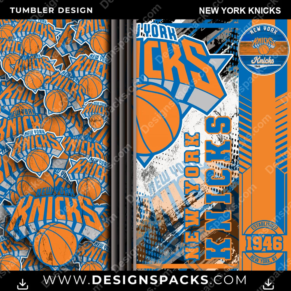 Basketball Sports New York Knicks NBA Basketball Tumbler Digital Wrap Design Download