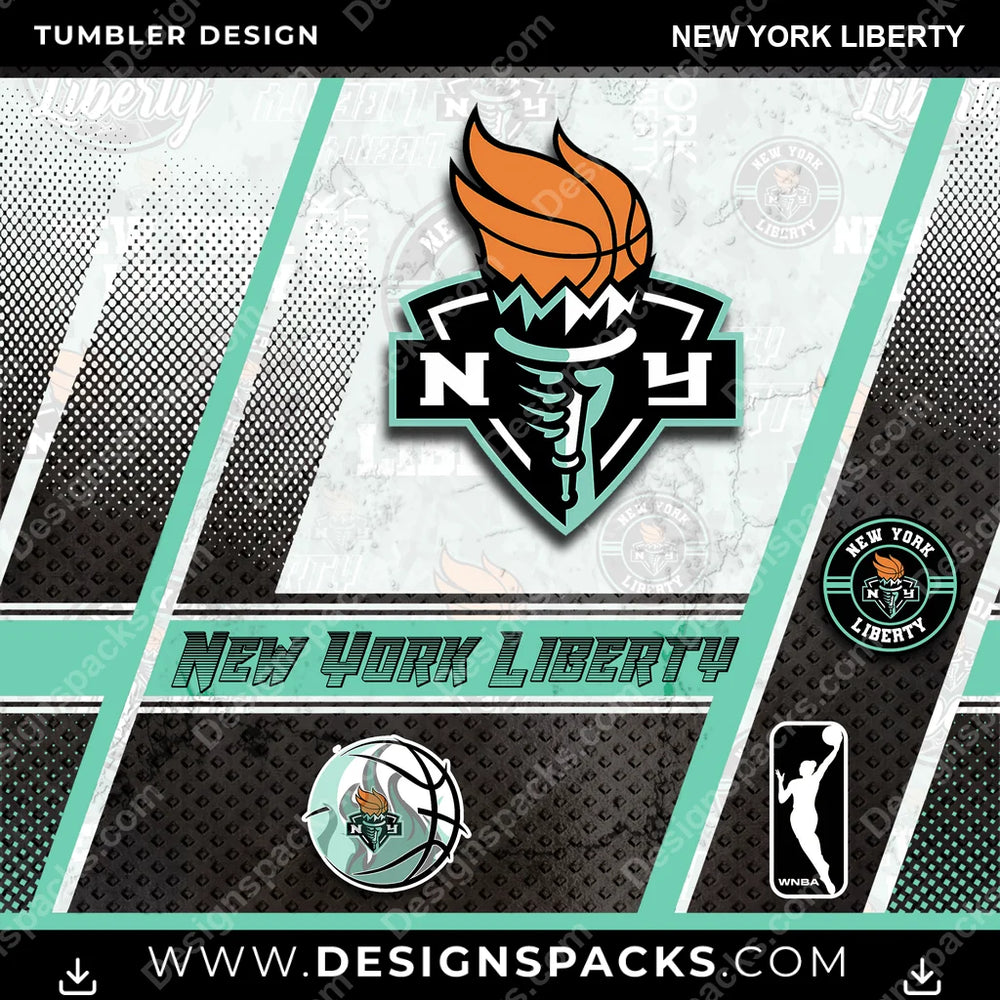 Basketball Sports New York Liberty NBA Basketball Tumbler Digital Wrap Design Download