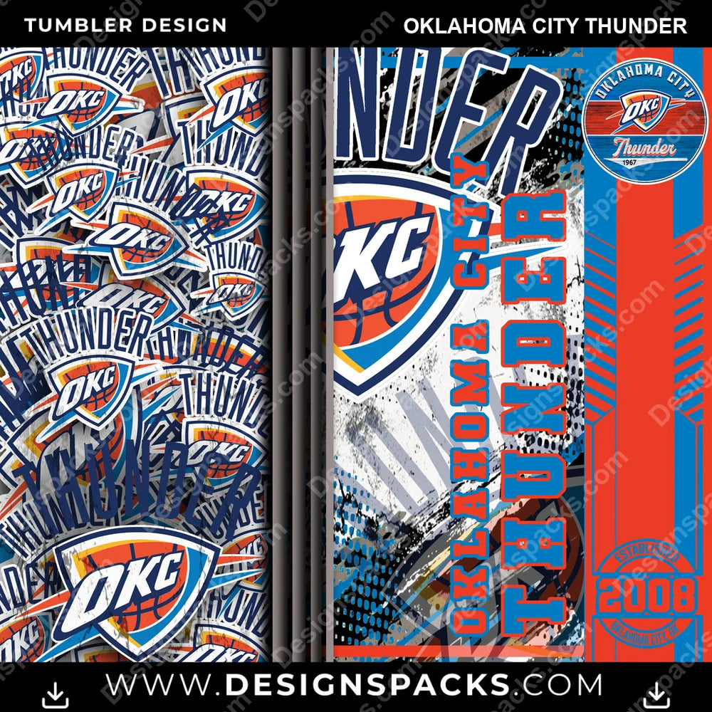 Basketball Sports Oklahoma City Thunder NBA Basketball Tumbler Digital Wrap Design Download