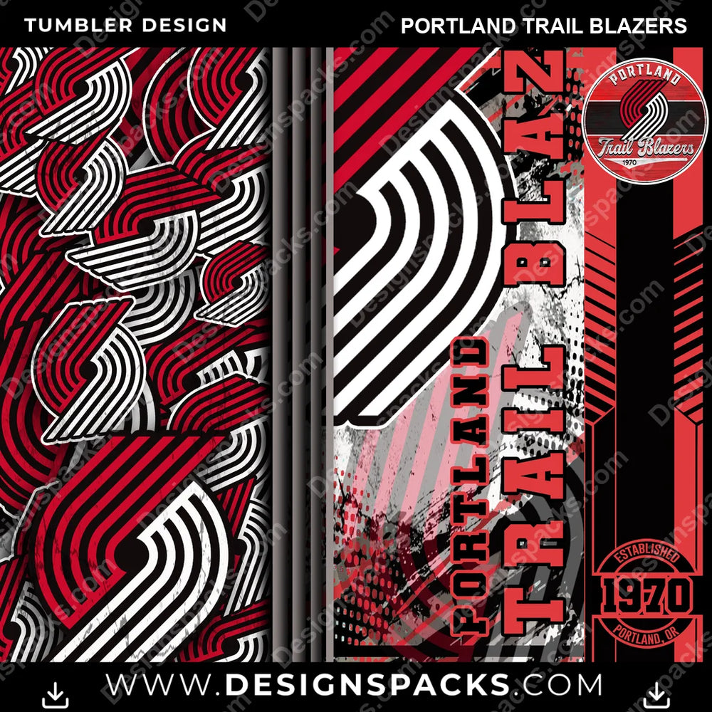 Basketball Sports Portland Trail Blazers NBA Basketball Tumbler Digital Wrap Design Download