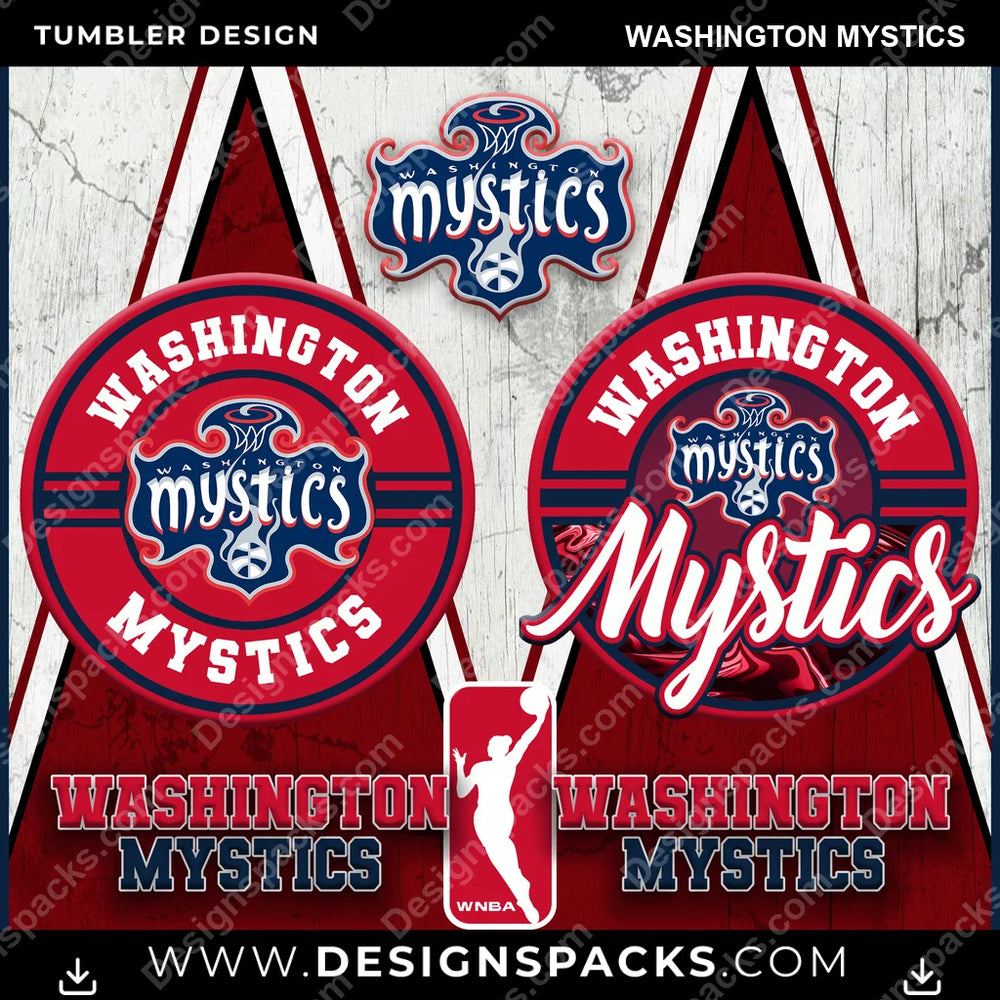 Basketball Sports Washington Mystics NBA Basketball Tumbler Digital Wrap Design Download