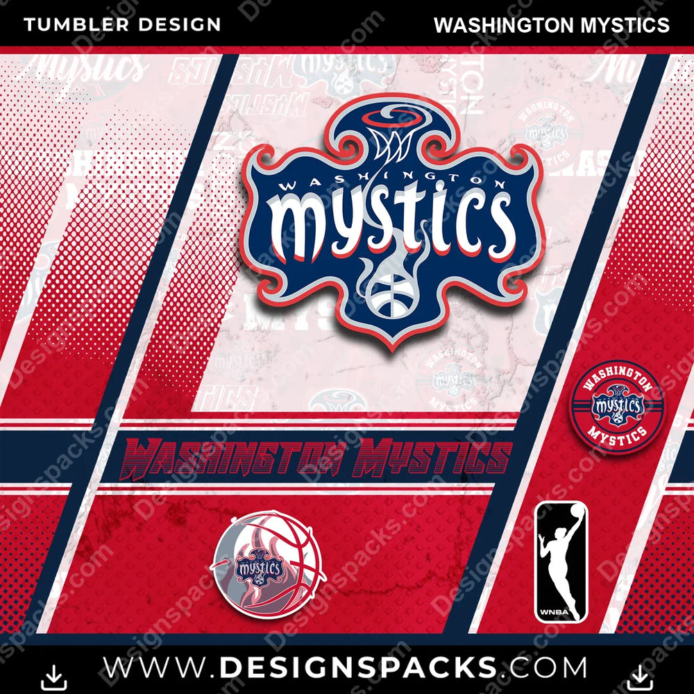 Basketball Sports Washington Mystics NBA Basketball Tumbler Digital Wrap Design Download