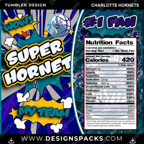 Basketball Super Team Charlotte Hornets Tumbler Digital Wrap Design