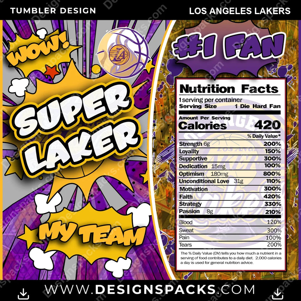 Basketball Super Team Los Angeles Lakers NBA Basketball Tumbler Digital Wrap Design Download