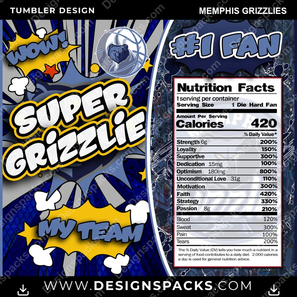 Basketball Super Team Memphis Grizzlies NBA Basketball Tumbler Digital Wrap Design Download