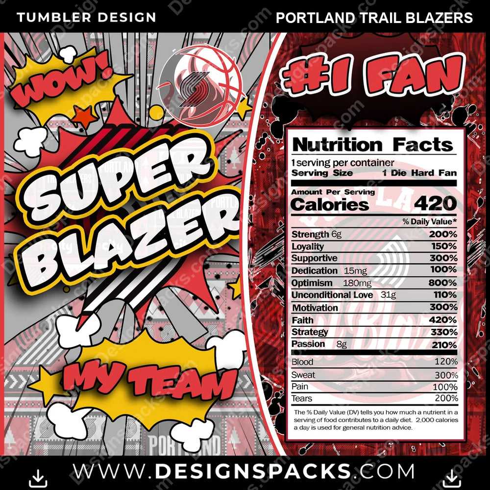 Basketball Super Team Portland Trail Blazers NBA Basketball Tumbler Digital Wrap Design Download
