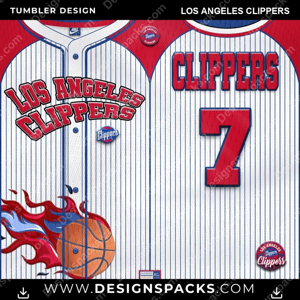 Basketball Team Button-Up Jersey Los Angeles Clippers NBA Basketball Tumbler Digital Wrap Design Download