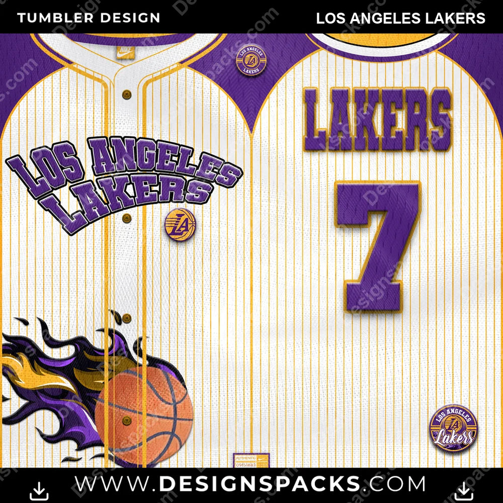 Basketball Team Button-Up Jersey Los Angeles Lakers NBA Basketball Tumbler Digital Wrap Design Download