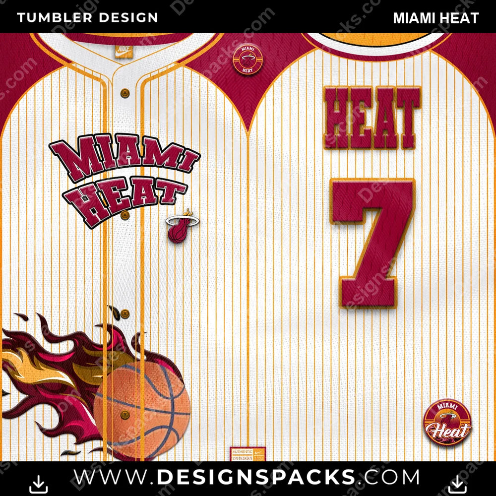 Basketball Team Button-Up Jersey Miami Heat NBA Basketball Tumbler Digital Wrap Design Download