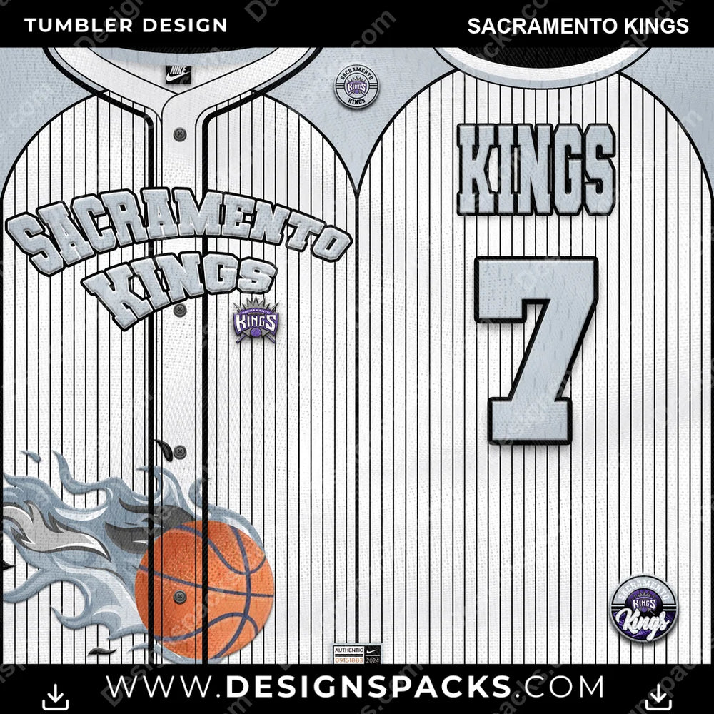 Basketball Team Button-Up Jersey Sacramento Kings NBA Basketball Tumbler Digital Wrap Design Download