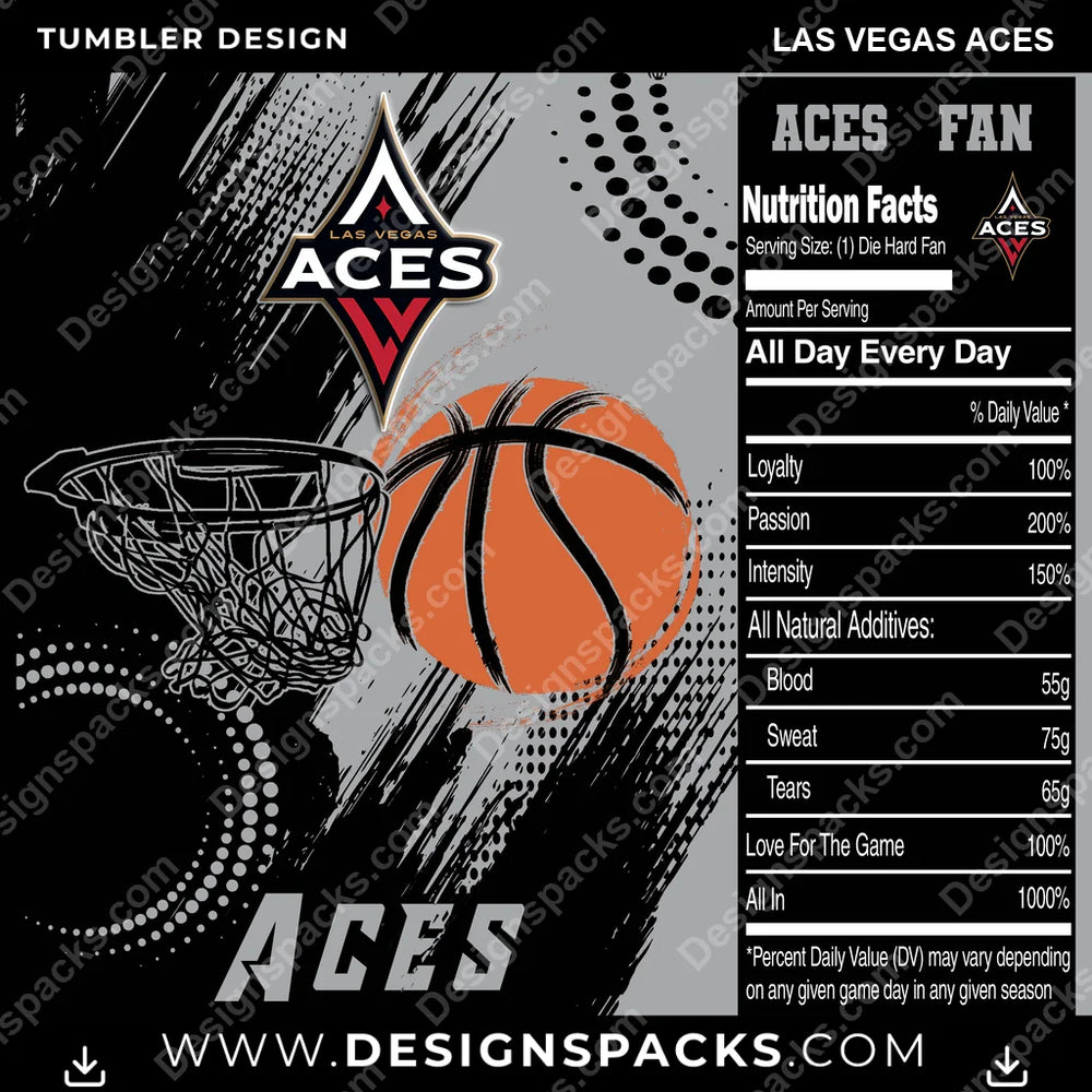 Basketball Team Fan Las Vegas Aces NBA Basketball Tumbler Digital Wrap Design Download