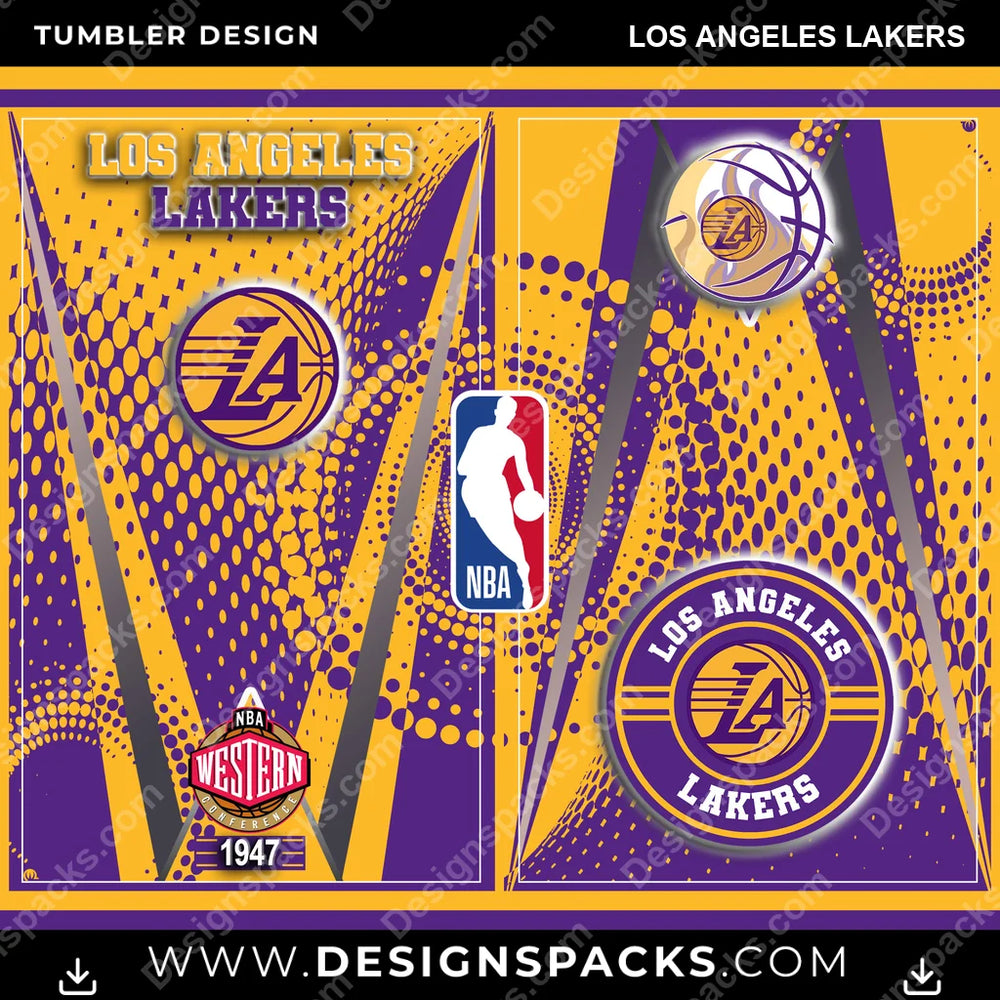 Basketball Team Logo Los Angeles Lakers NBA Basketball Tumbler Digital Wrap Design Download