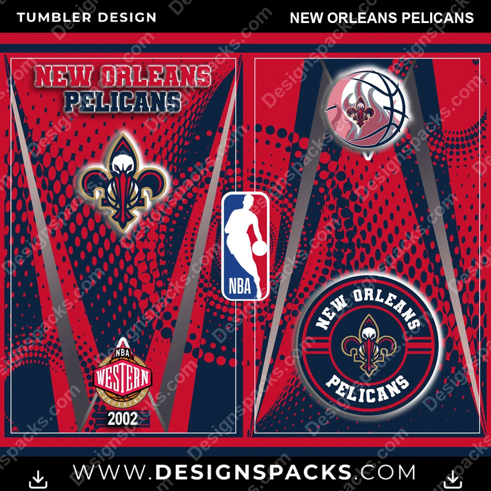 Basketball Team Logo New Orleans Pelicans NBA Basketball Tumbler Digital Wrap Design Download