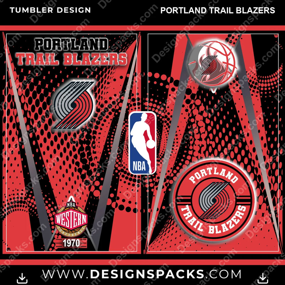 Basketball Team Logo Portland Trail Blazers NBA Basketball Tumbler Digital Wrap Design Download