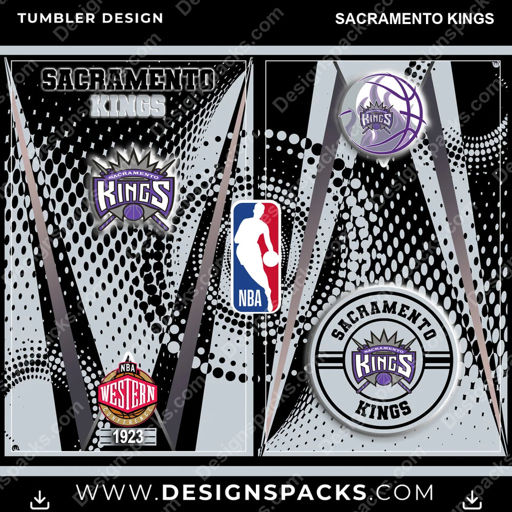 Basketball Team Logo Sacramento Kings NBA Basketball Tumbler Digital Wrap Design Download