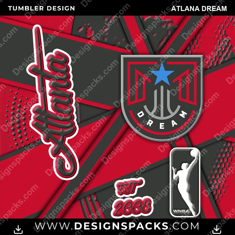 Basketball Team Sport Atlana Dream NBA Basketball Tumbler Digital Wrap Design Download