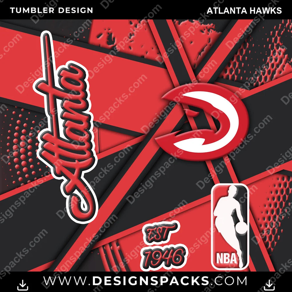 Basketball Team Sport Atlanta Hawks NBA Basketball Tumbler Digital Wrap Design Download