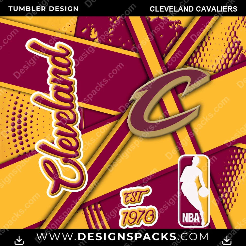 Basketball Team Sport Cleveland Cavaliers NBA Basketball Tumbler Digital Wrap Design Download