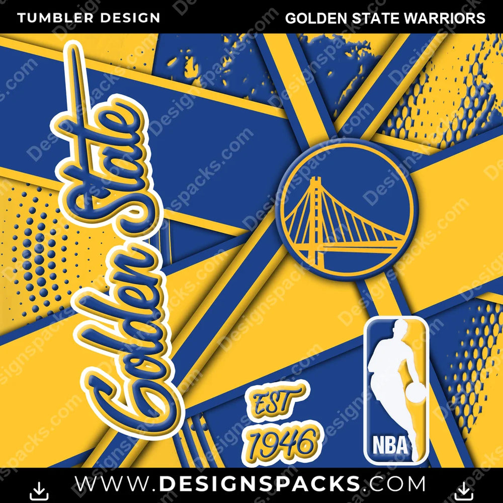 Basketball Team Sport Golden State Warriors NBA Basketball Tumbler Digital Wrap Design Download