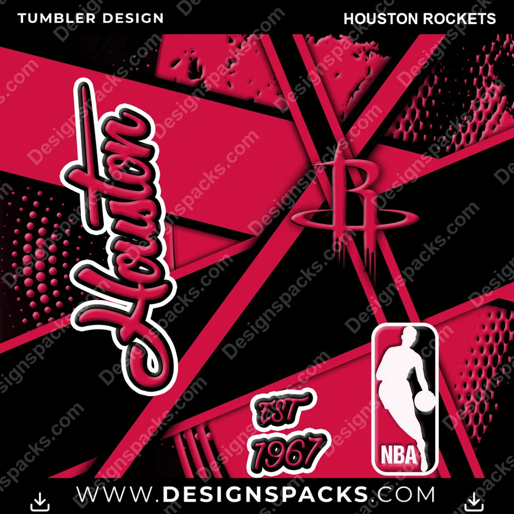 Basketball Team Sport Houston Rockets NBA Basketball Tumbler Digital Wrap Design Download