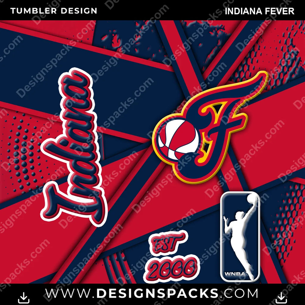 Basketball Team Sport Indiana Fever NBA Basketball Tumbler Digital Wrap Design Download