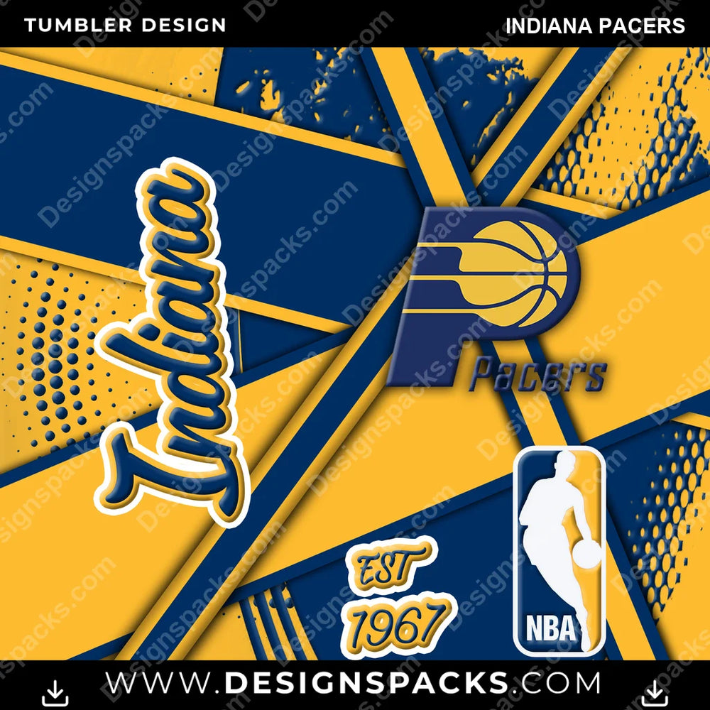 Basketball Team Sport Indiana Pacers NBA Basketball Tumbler Digital Wrap Design Download