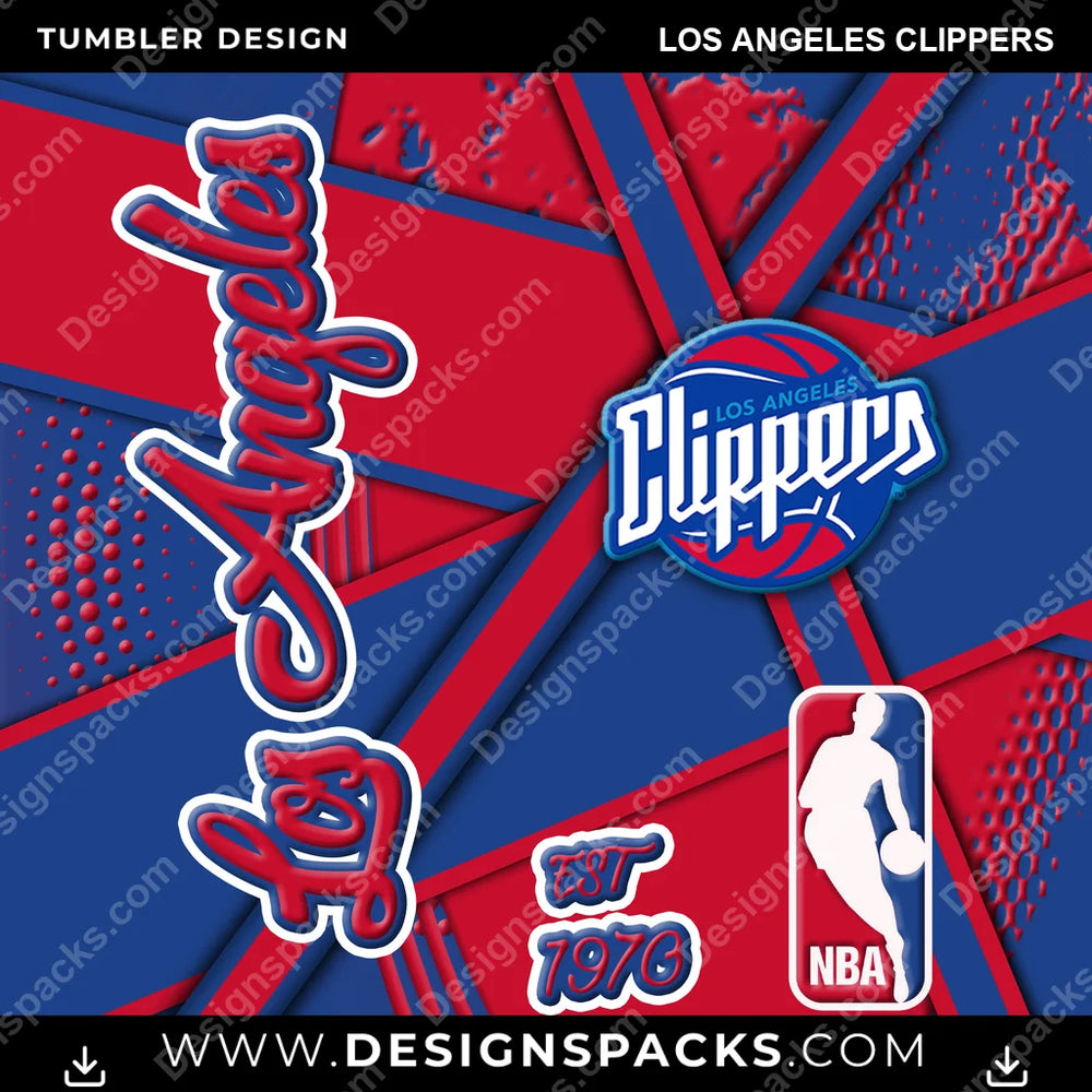 Basketball Team Sport Los Angeles Clippers NBA Basketball Tumbler Digital Wrap Design Download