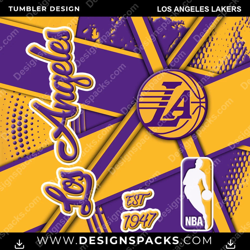 Basketball Team Sport Los Angeles Lakers NBA Basketball Tumbler Digital Wrap Design Download
