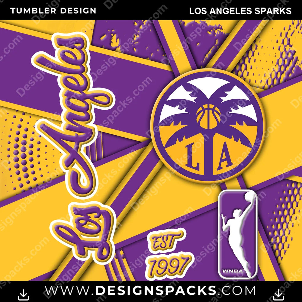 Basketball Team Sport Los Angeles Sparks NBA Basketball Tumbler Digital Wrap Design Download
