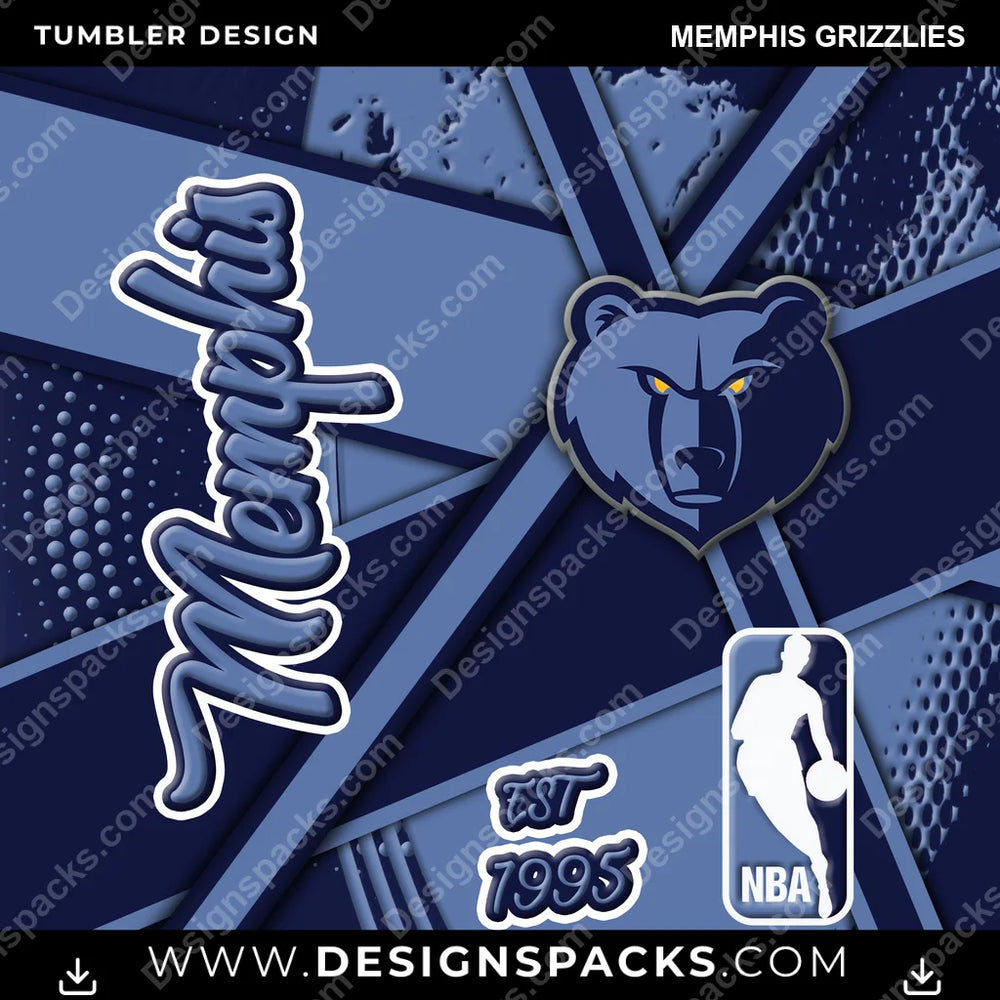 Basketball Team Sport Memphis Grizzlies NBA Basketball Tumbler Digital Wrap Design Download