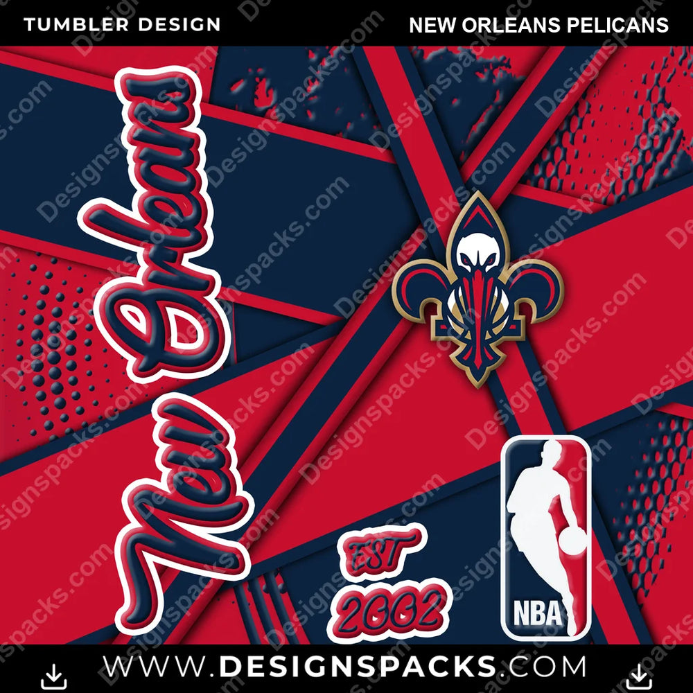 Basketball Team Sport New Orleans Pelicans NBA Basketball Tumbler Digital Wrap Design Download