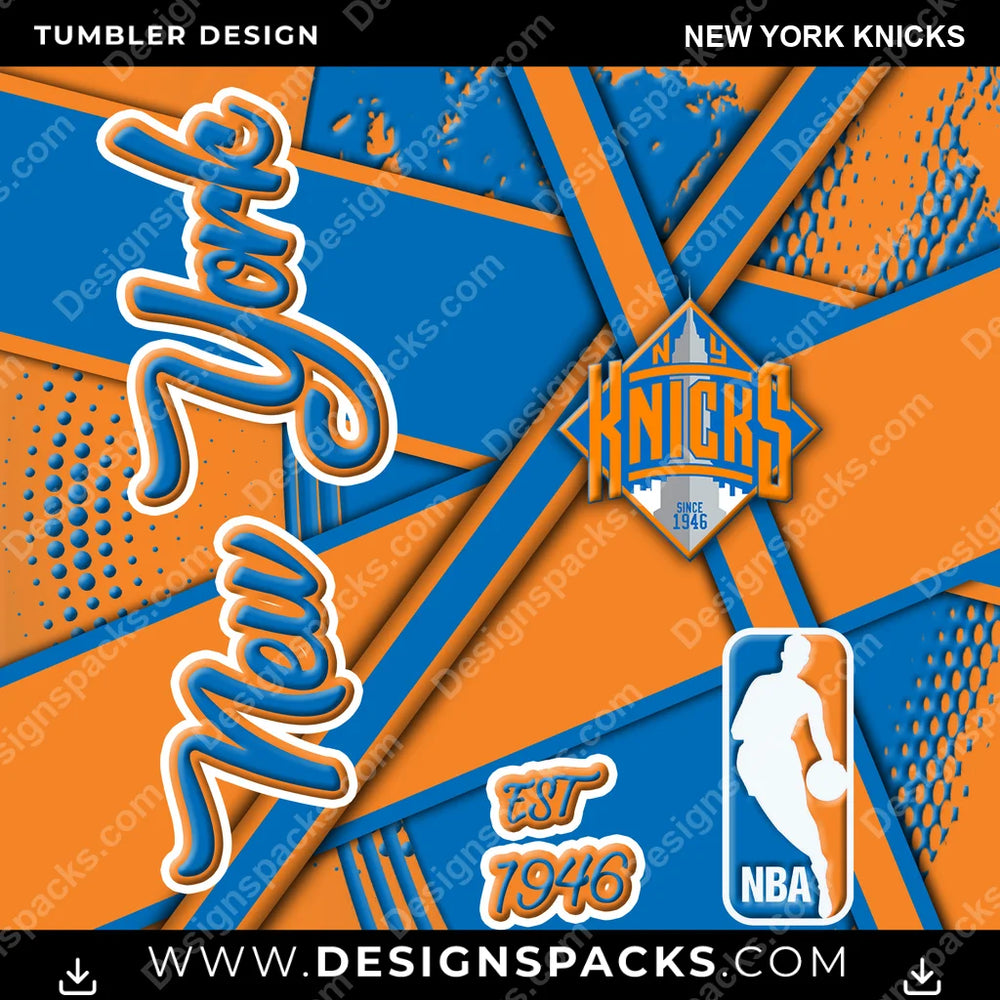 Basketball Team Sport New York Knicks NBA Basketball Tumbler Digital Wrap Design Download