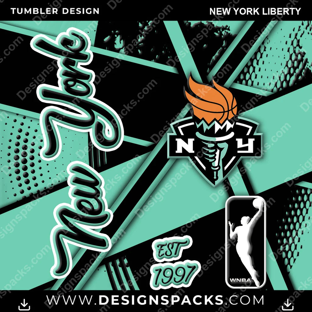 Basketball Team Sport New York Liberty NBA Basketball Tumbler Digital Wrap Design Download